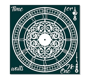 Ornate clock  time waits for no one 12x12.